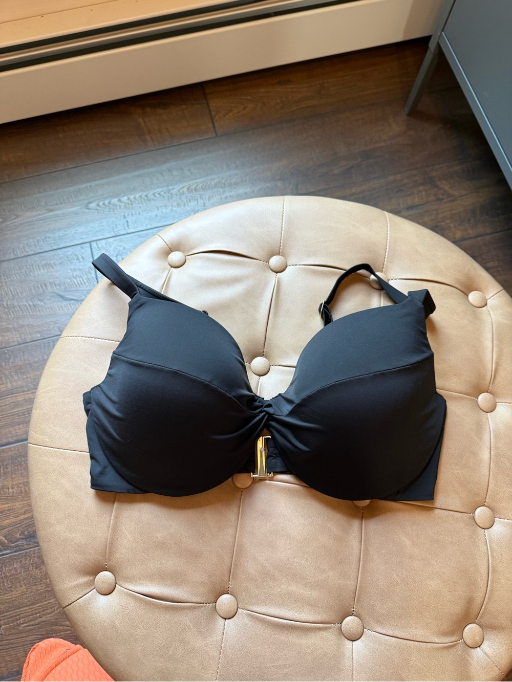 Classic Black Molded Bikini Top with Black Accent